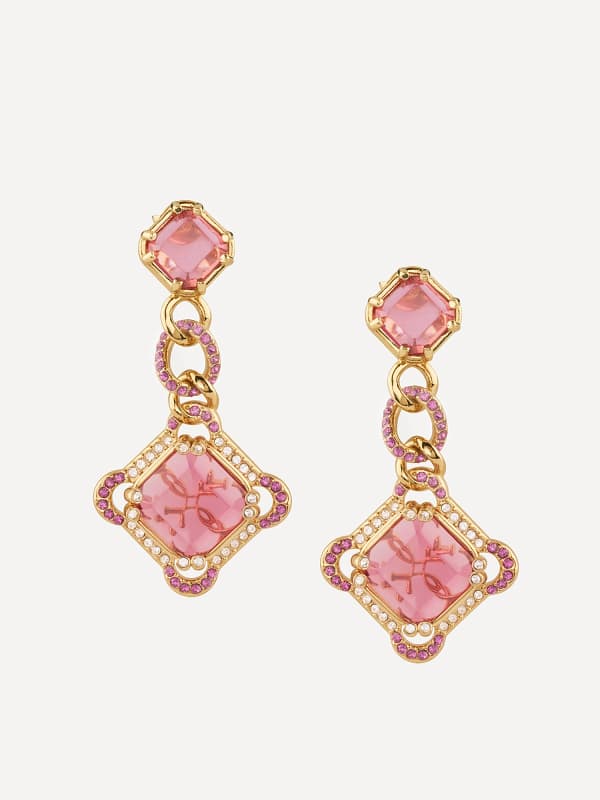Обеци GUESS Pink Stone Drop Earrings Розово | JUBE04475JW, 0