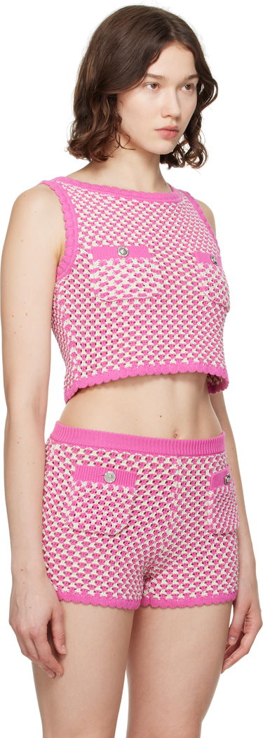 Съкратен топ Versace Versace Crochet Knit Top Розово | 1020376_1A14747, 1