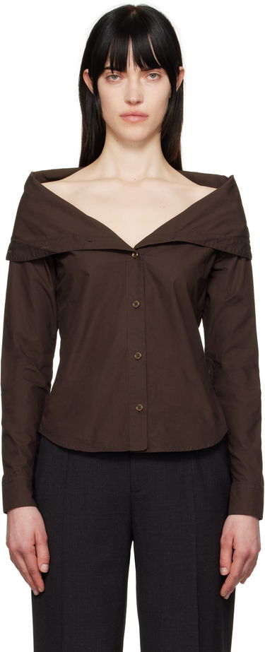 Риза OUR LEGACY OUR LEGACY Kaonashi Off Shoulder Shirt Кафяво | W2252KH, 0