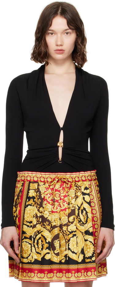 Облекло Versace Versace Safety Pin Draped Fitted Bodysuit Черно | 1021018_1A14475, 0