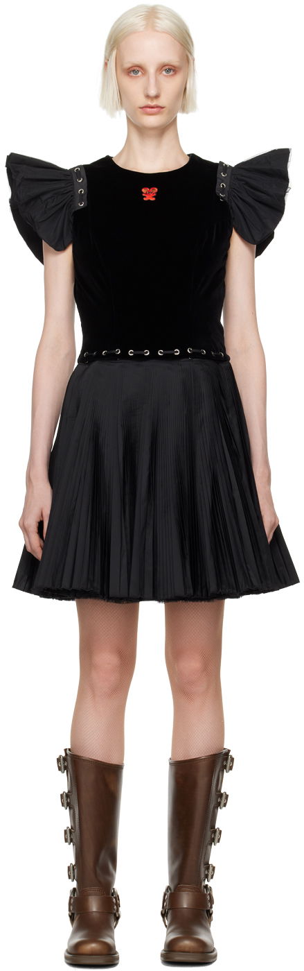 Pокля Chopova Lowena Velvet and Pleated Mini Dress Черно | 1255, 0