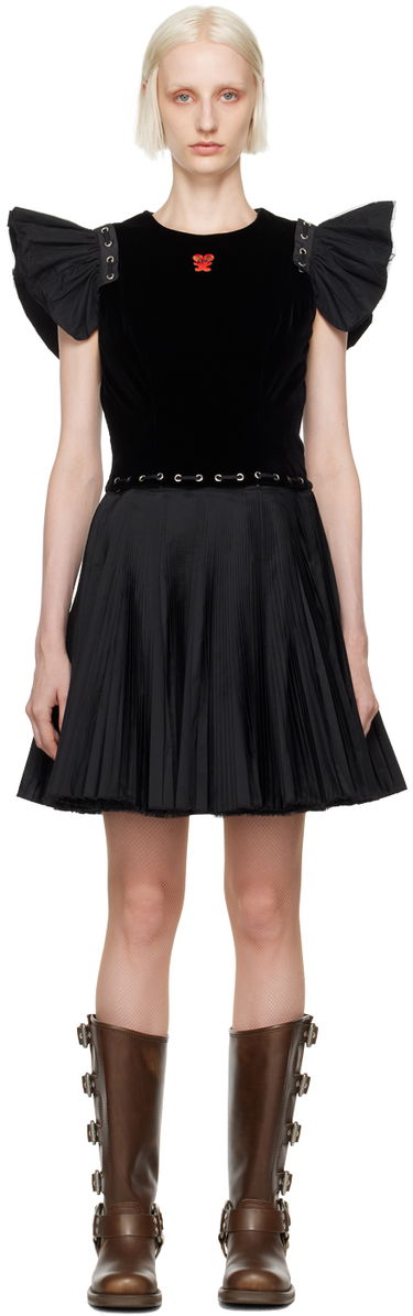 Pокля Chopova Lowena Velvet and Pleated Mini Dress Черно | 1255, 0