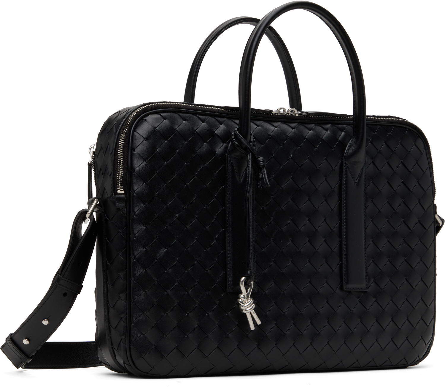 Чанта за пътуване Bottega Veneta Woven Leather Briefcase Черно | 766361V2HL18803, 1