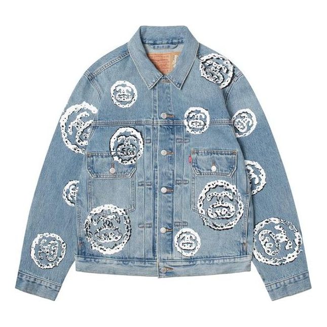 Яке Stüssy Denim Tears Type 2 Printed Denim Jacket Синьо | 80208168
