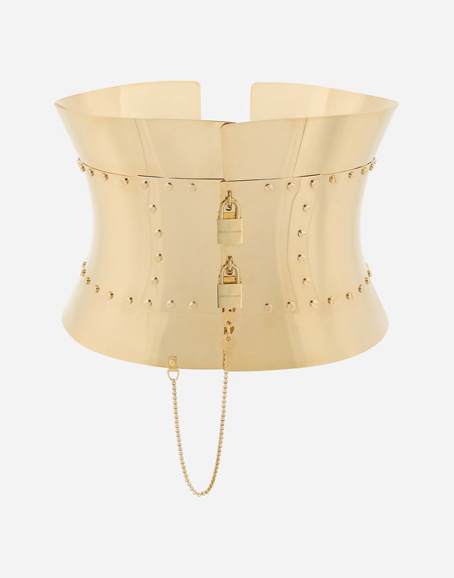 Rigid Wide Corset Belt With Padlocks