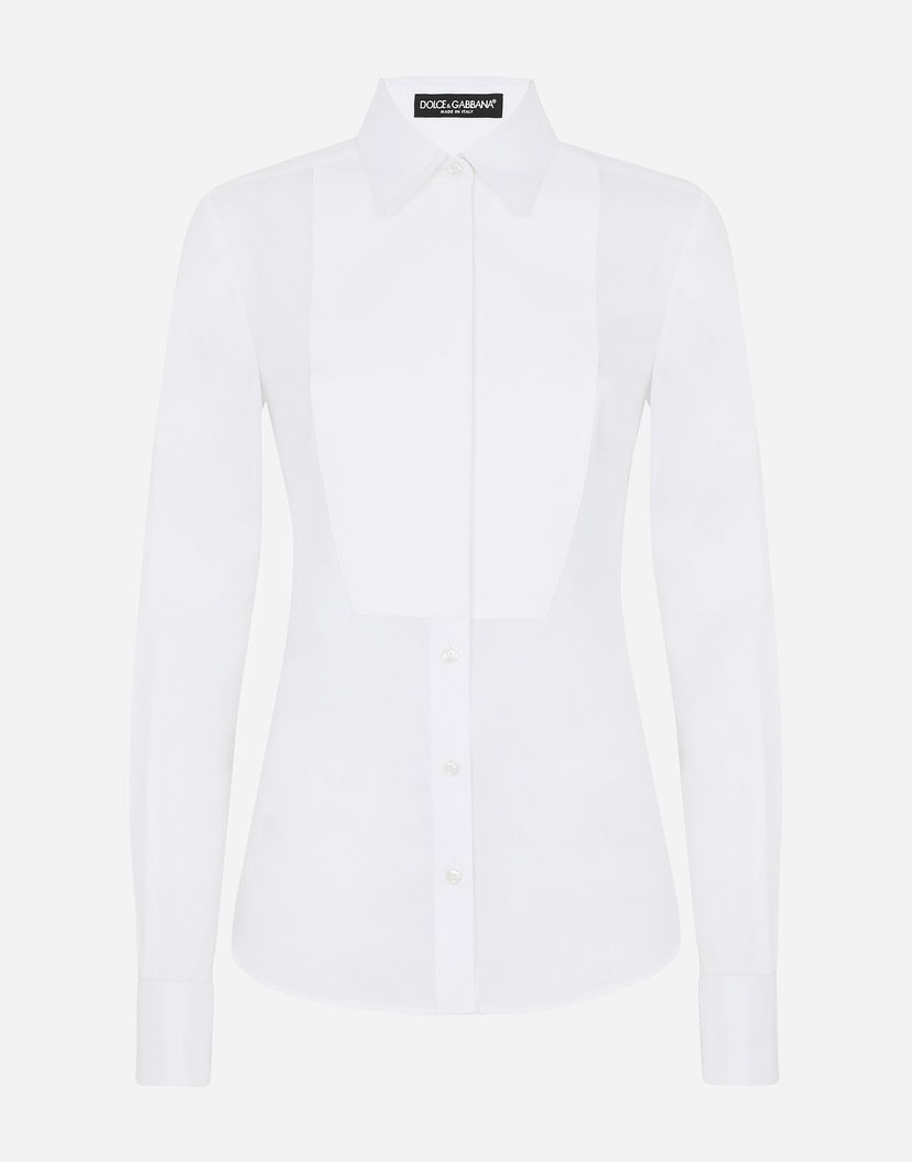 Риза Dolce & Gabbana Stretch Poplin Tuxedo Shirt Бяло | F5K50TFUEEEW0800