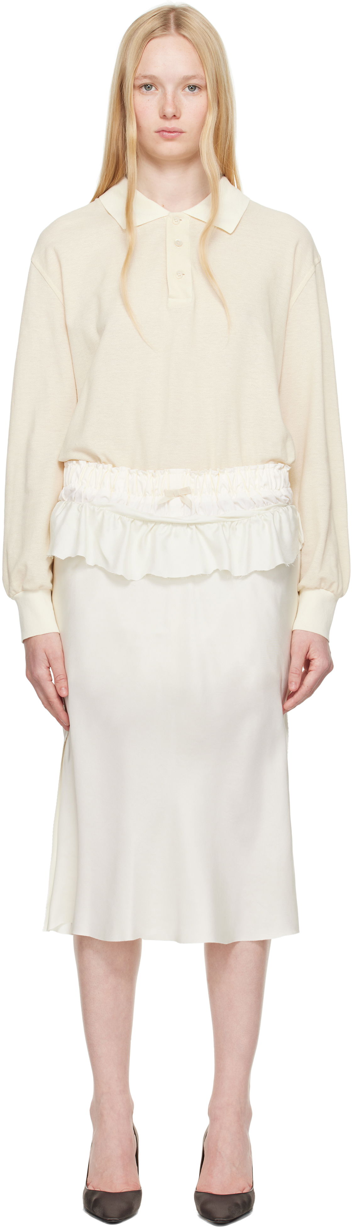 Пола Maison Margiela Maison Margiela Paneled Midi Dress Бяло | S51DD0037 MTJ030, 0