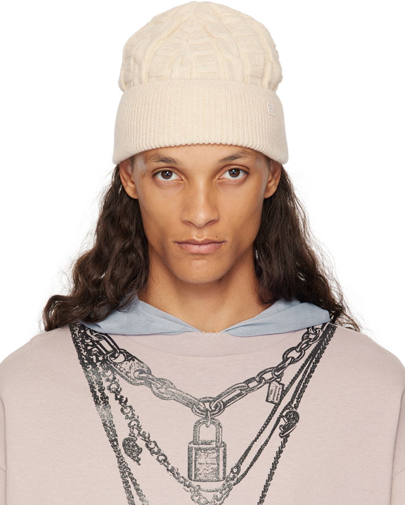 Шапка Acne Studios Beige Cable Knit Beanie Бежово | C40347-