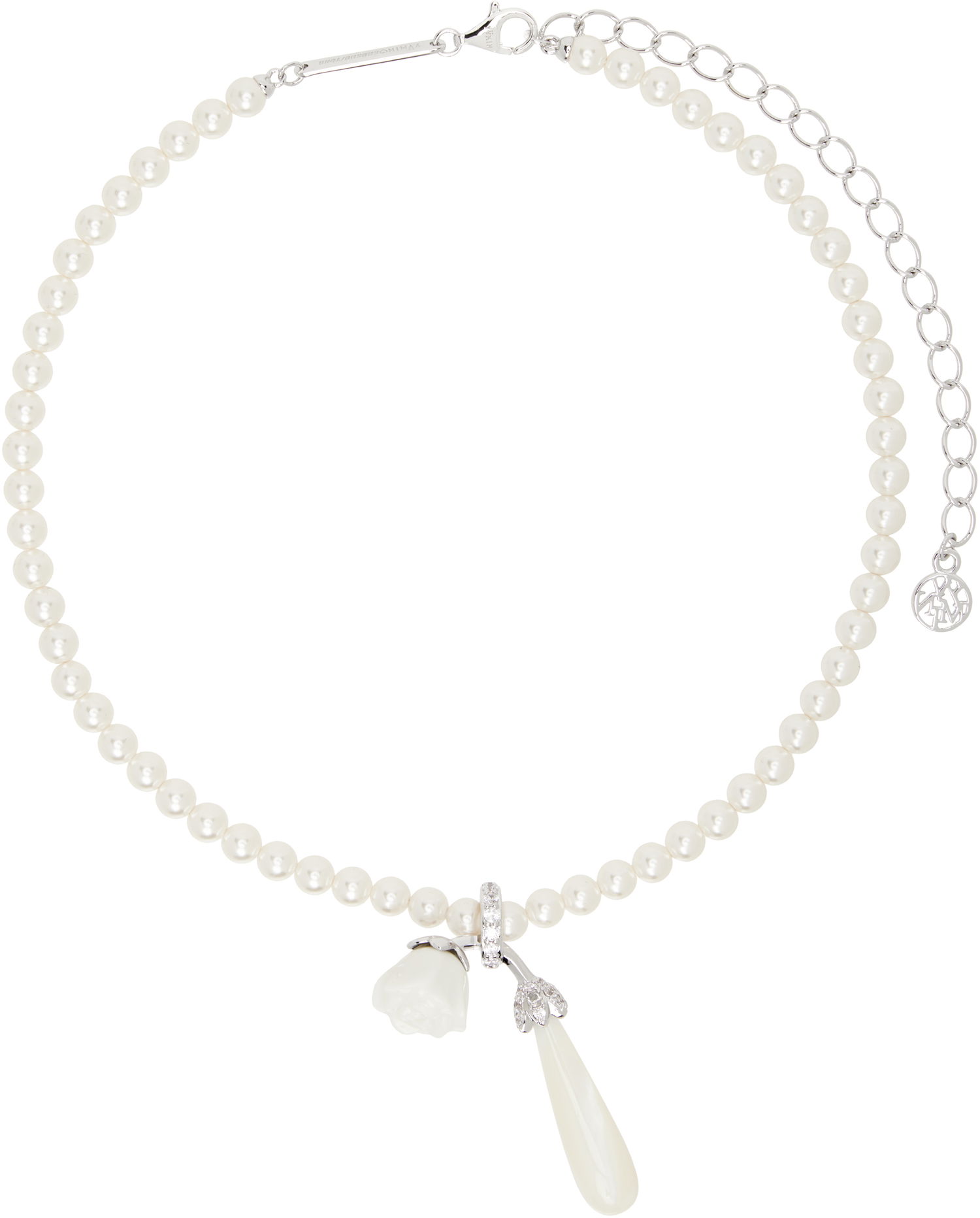 Колие SHUSHU/TONG SHUSHU/TONG YVMIN Edition Faux-Pearl Rose Necklace Бяло | 25303WHT00NN, 0