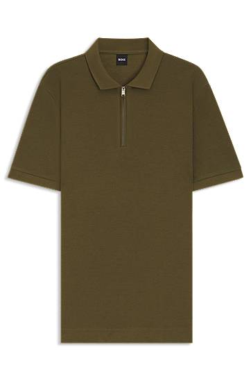 Waffle Knit Zip Polo