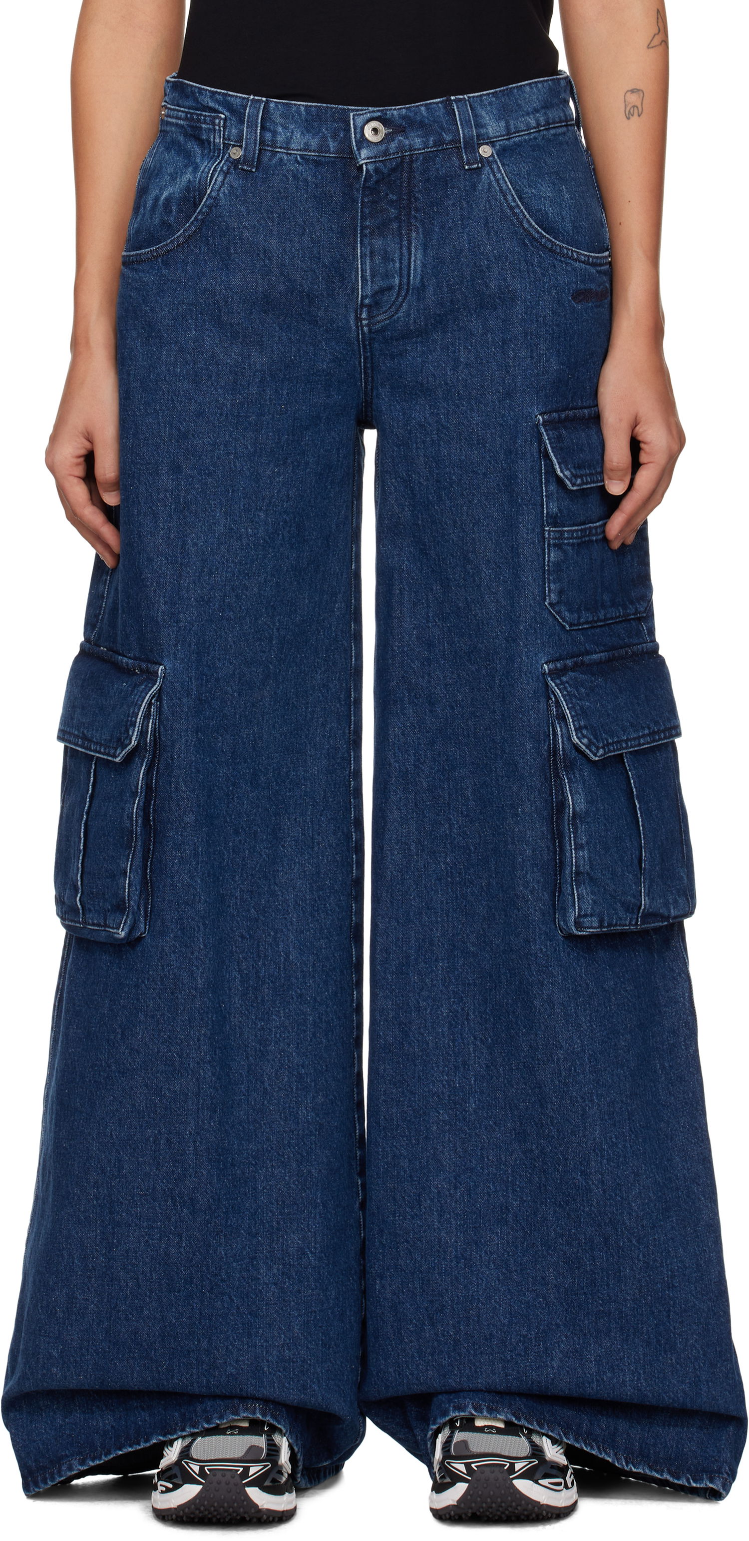 Карго панталони Off-White Wide Leg Cargo Jeans Синьо | OWYB019F24DEN0014600, 0