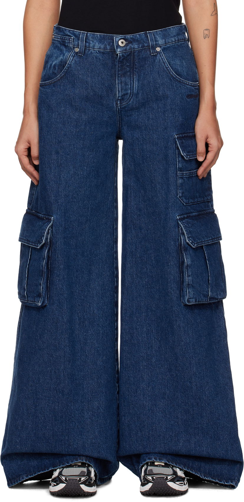 Карго панталони Off-White Wide Leg Cargo Jeans Синьо | OWYB019F24DEN0014600