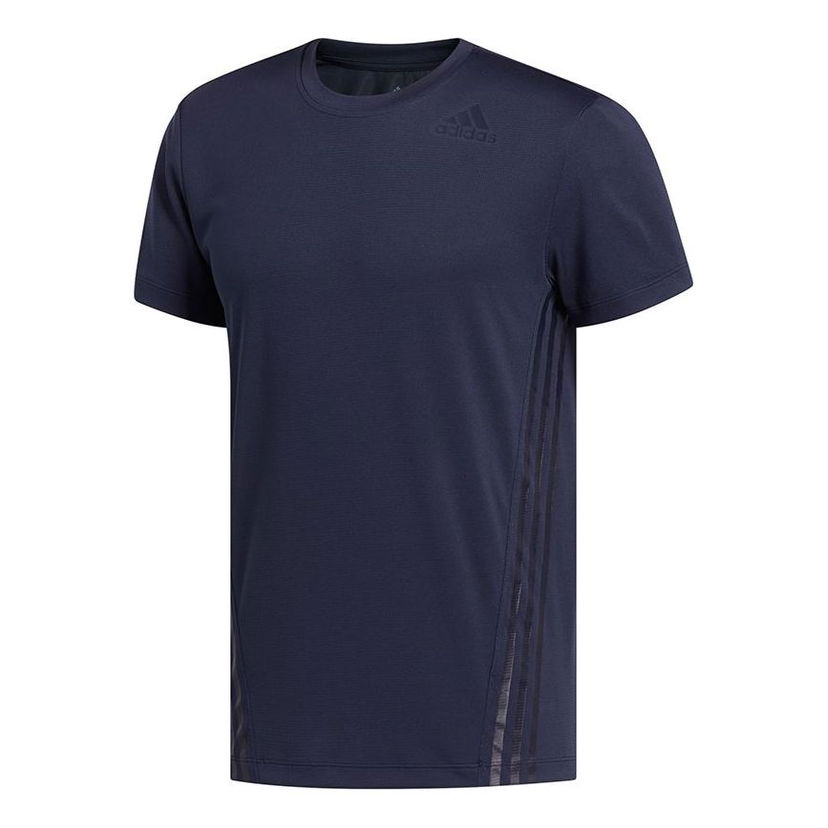 Тениска adidas Originals Aero 3-Stripes Crew Neck T-Shirt Тъмно синьо | FJ6126
