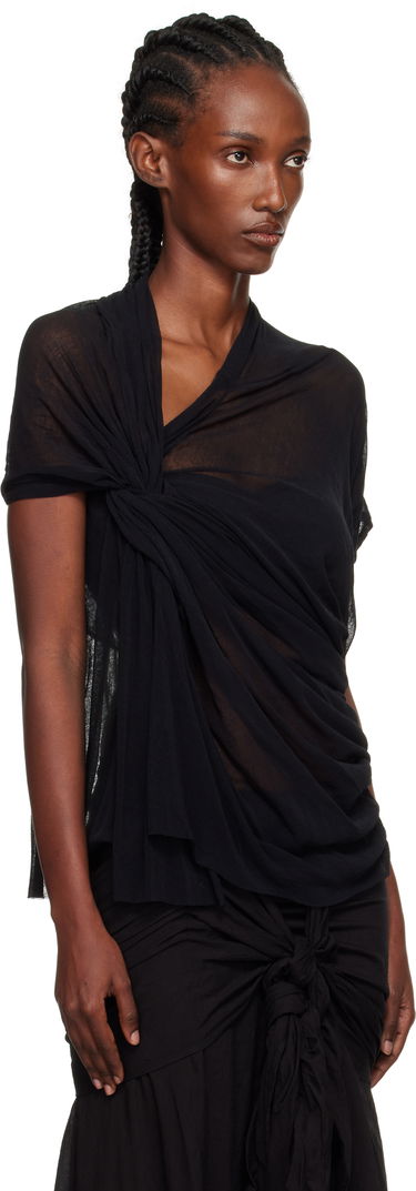 Тениска Yohji Yamamoto YOHJI YAMAMOTO Twist Detail Top Черно | FP-T42-083, 1