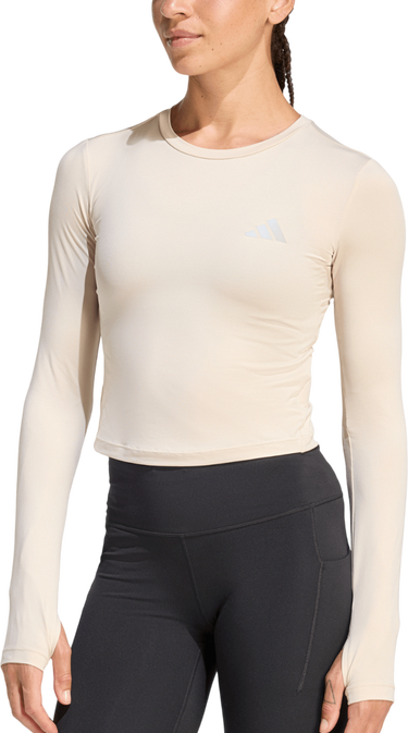 Съкратен топ adidas Originals Essentials Fitted Long-Sleeve Cropped Top with Thumbholes Бежово | ke8413, 0