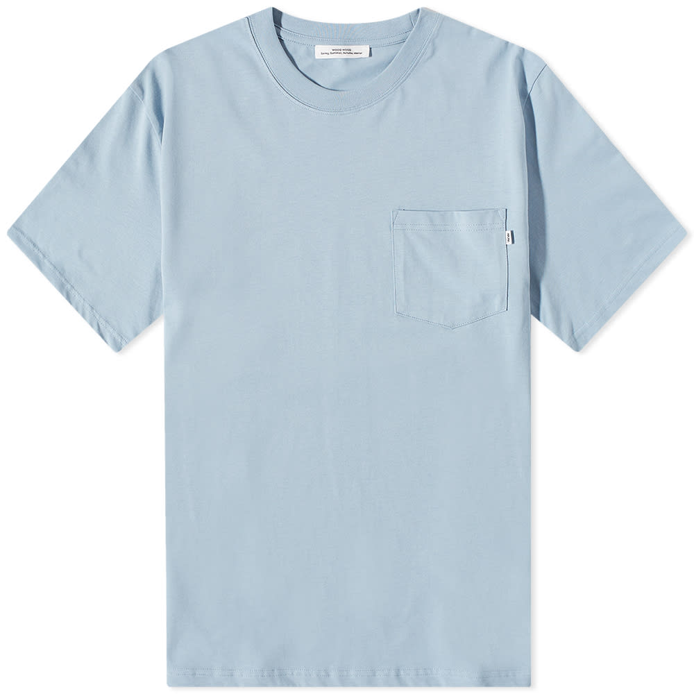 Тениска WOOD WOOD Bobby Pocket Tee Тюркоазено | 20005710-2489-7006, 0