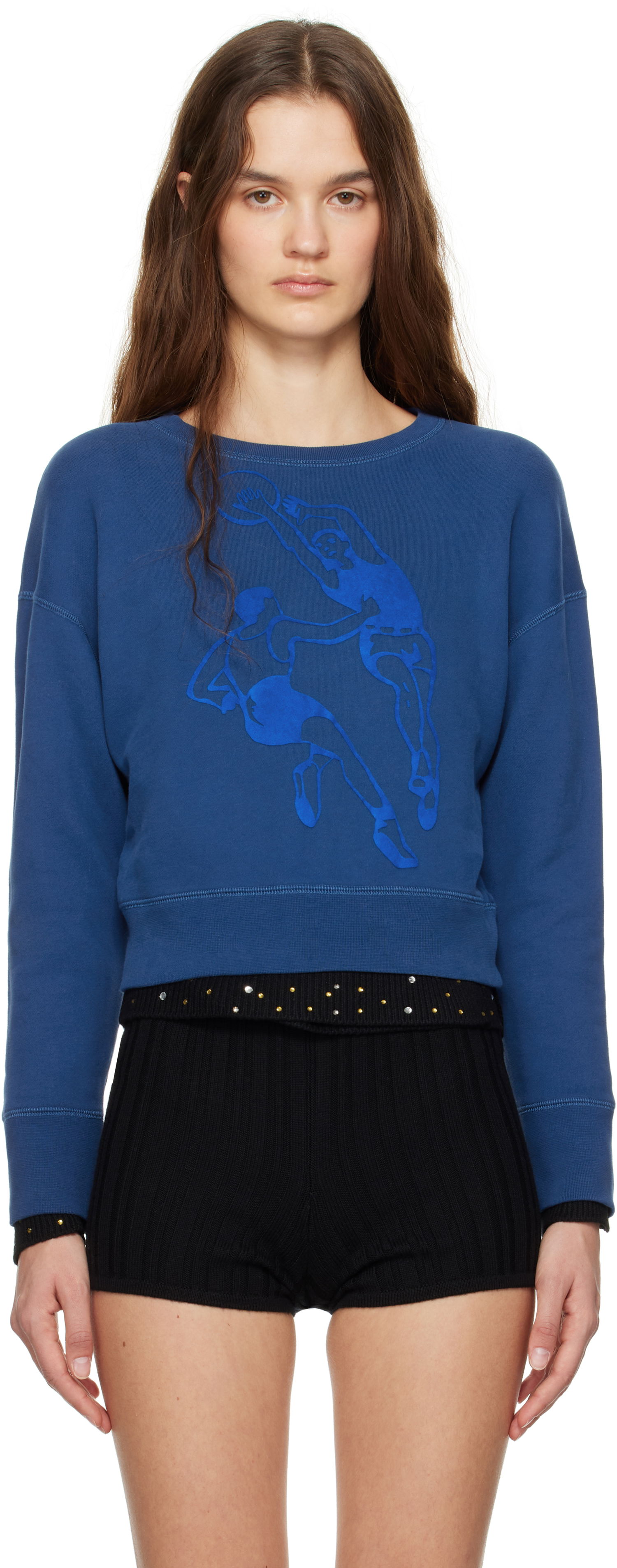 Суитчър Bode Sweatshirt Cropped Hoop Синьо | WRF24CS012, 0