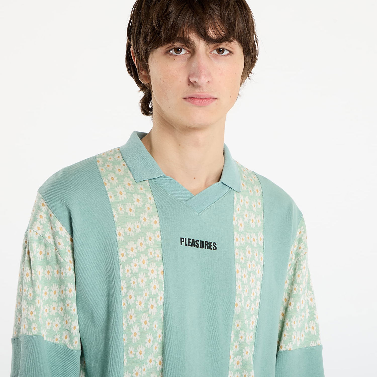 Поло тениска Pleasures Sounds Long Sleeve V-Neck Floral Panel Rugby Polo Многоцветен | P25F038-MATCHA, 1
