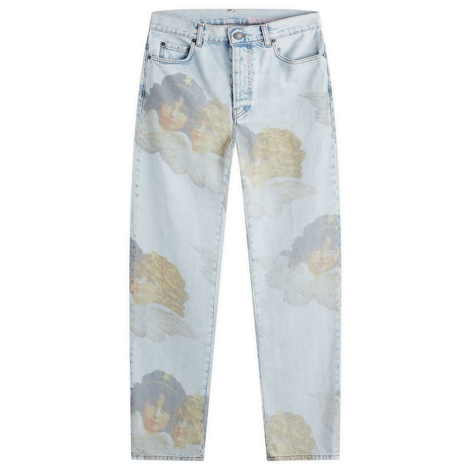 Дънки Fiorucci Straight Fit Angel Print Jeans 24" Синьо | W01FPDJE075DN03DN07, 0