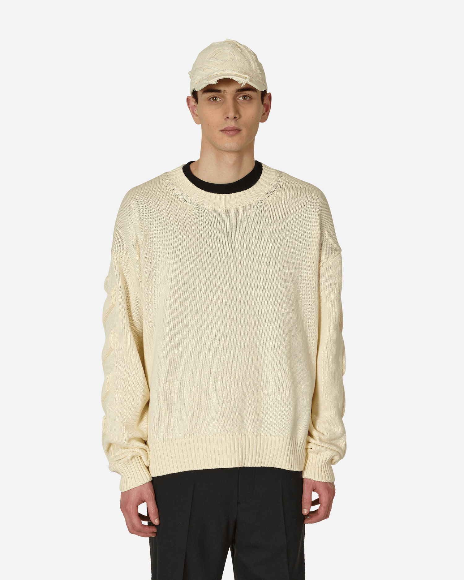 Пуловер Off-White 3D Diagonal Crewneck Sweater Beige Бежово | OMHE151S23KNI001 6161, 1