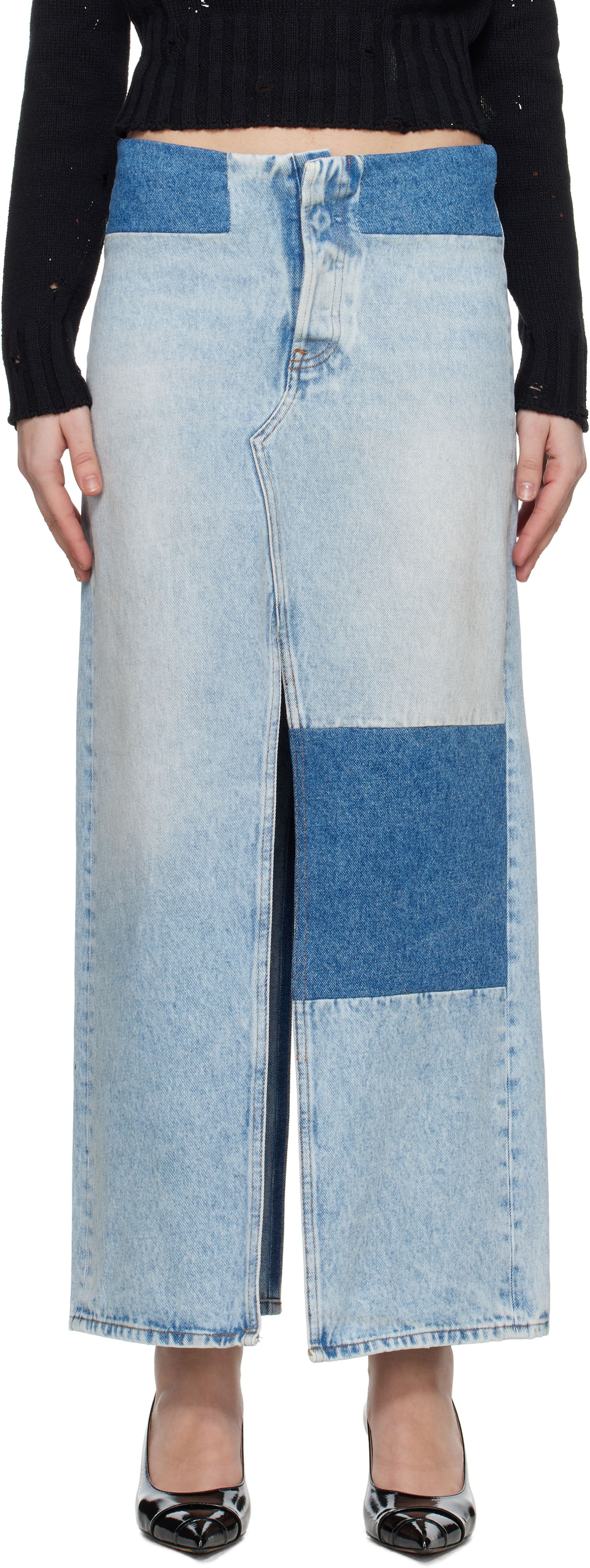 Пола Maison Margiela MM6 Maison Margiela Paneled Denim Maxi Skirt Синьо | S62MI0032 M30018, 0