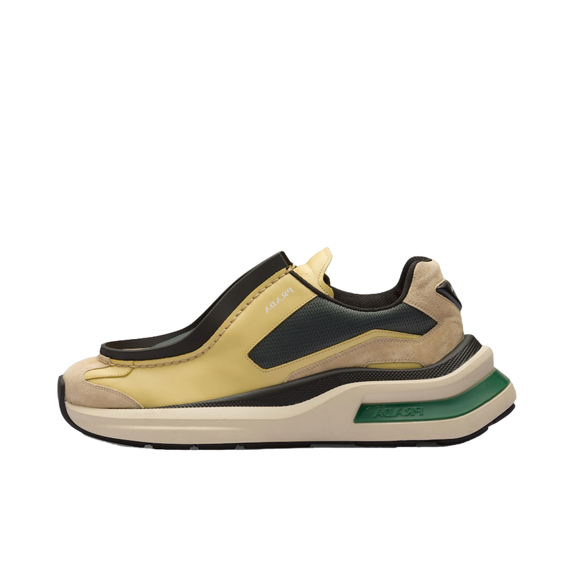 Кецове и обувки Prada Brushed Leather Bike Fabric Suede "Vanilla Anthracite Green" Бежово | 2EG424_3LNN_F03M3