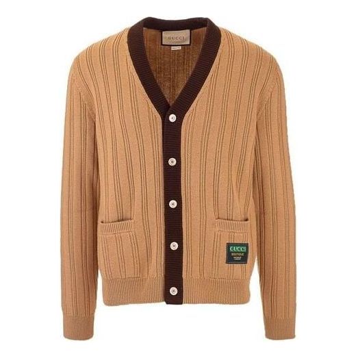 Пуловер Gucci Gucci Rib Knit Cardigan Кафяво | 646809-XKBQT-2668