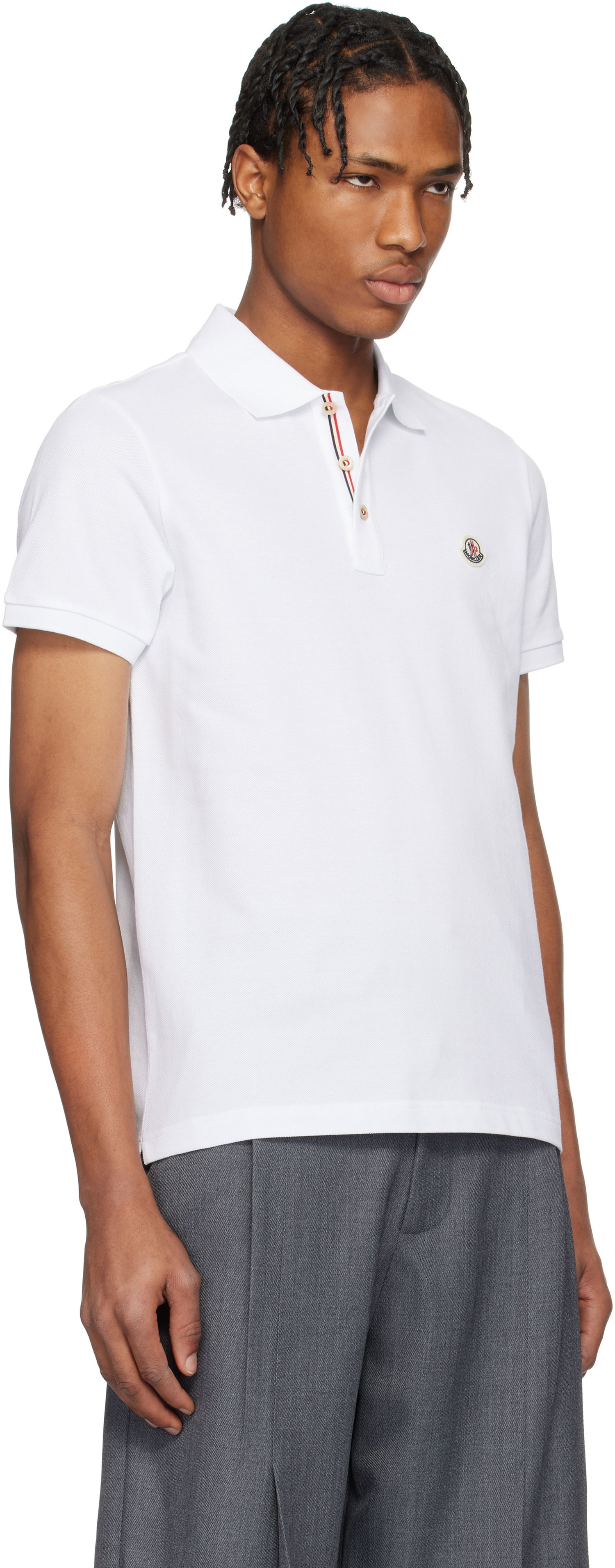 Поло тениска Moncler Moncler Logo Patch Cotton Polo Бяло | K10918A0003084556, 1