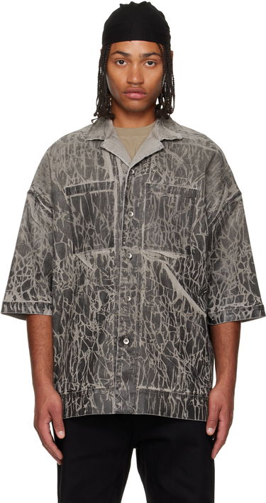 Риза Rick Owens DRKSHDW Concordians Magnum Tommy Short-Sleeve Patterned Denim Shirt Сиво | DU02E7294 SDWF, 0