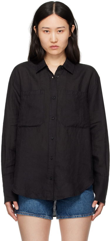 Риза Anine Bing ANINE BING Dante Linen Shirt Черно | A-07-4836-BLK26, 0