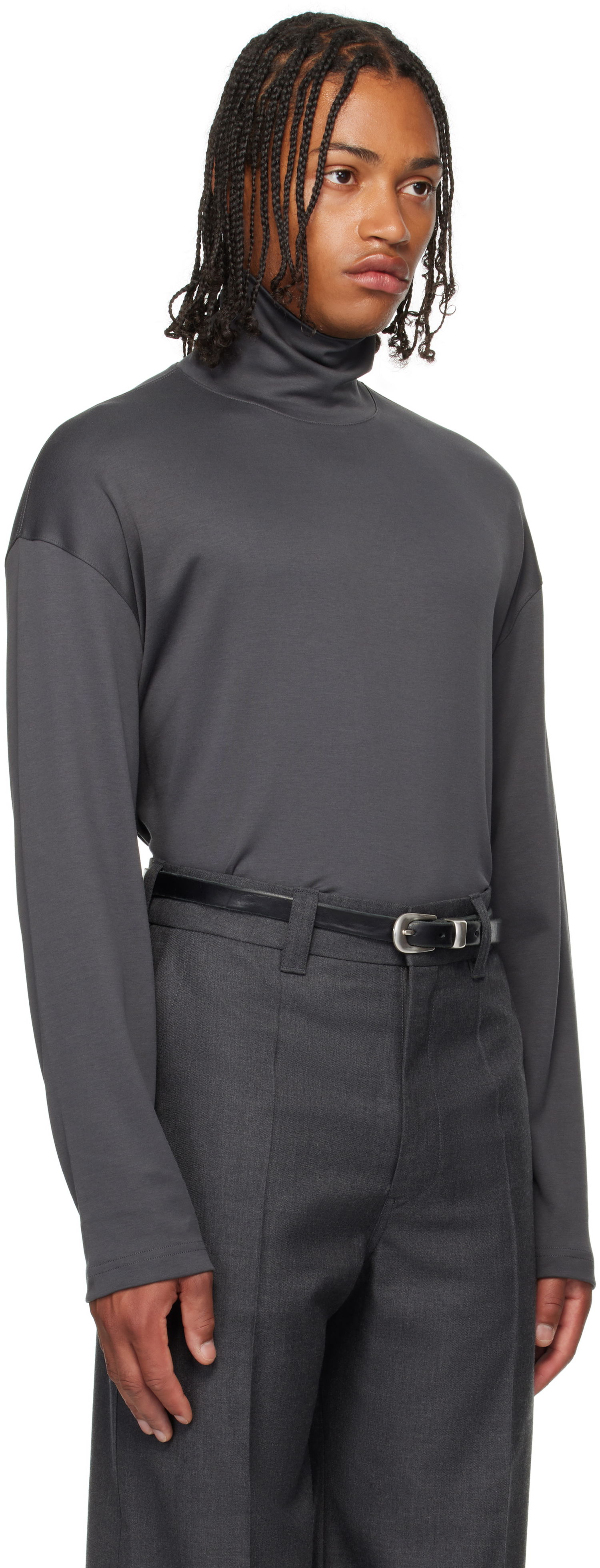 Тениска LEMAIRE Lemaire Relaxed Mock Neck T-Shirt Сиво | TO1467 LJ1043, 1