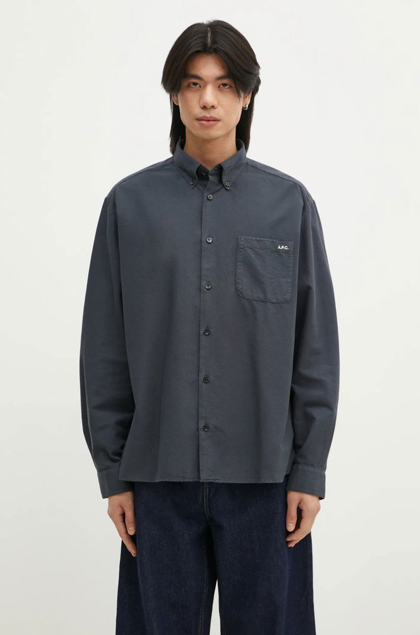 Риза A.P.C. Relaxed Fit Button-Down Shirt Синьо | COHAH.H12599.IAF