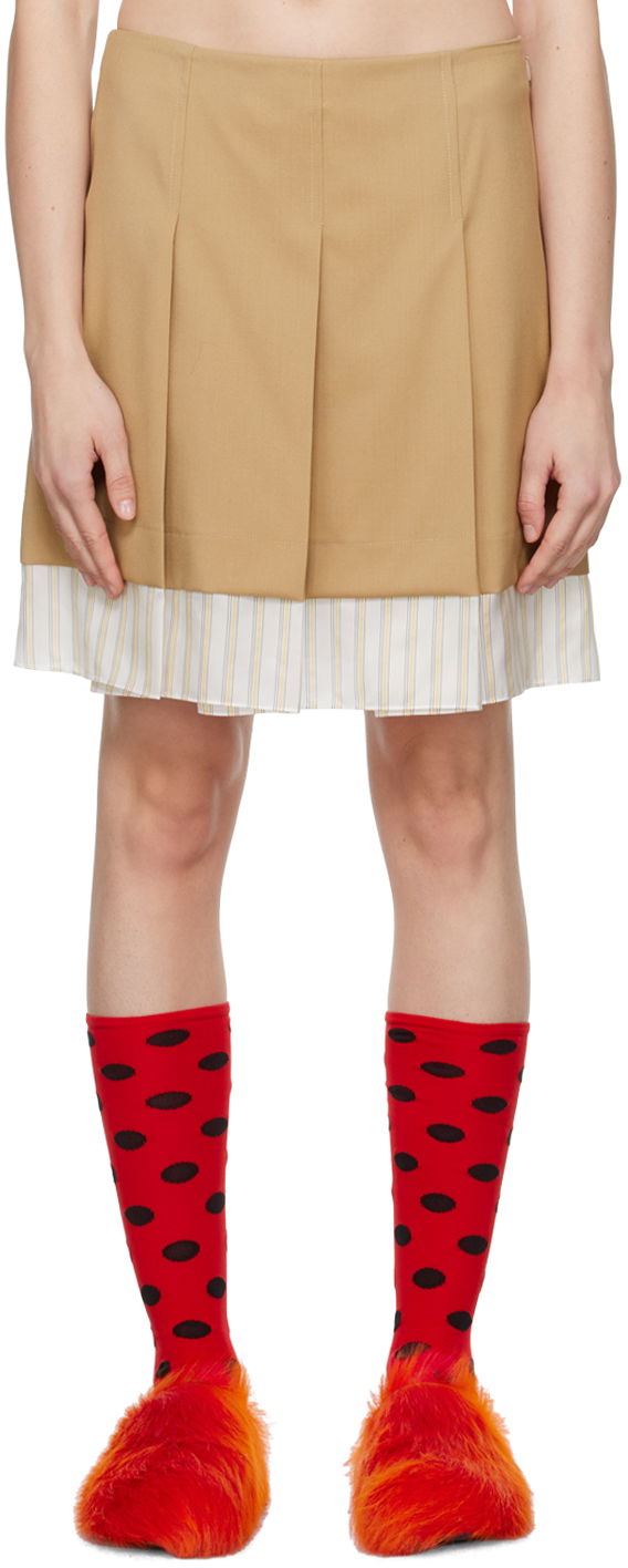 Пола Marni Pleated Miniskirt Бежово | GOMA0596Q0 TW839