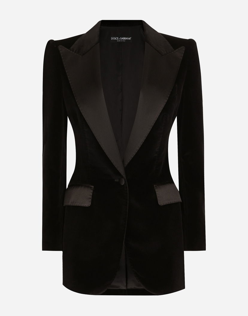 Яке Dolce & Gabbana Single-breasted Velvet Tuxedo Jacket Черно | F2942TFUVG7N0000