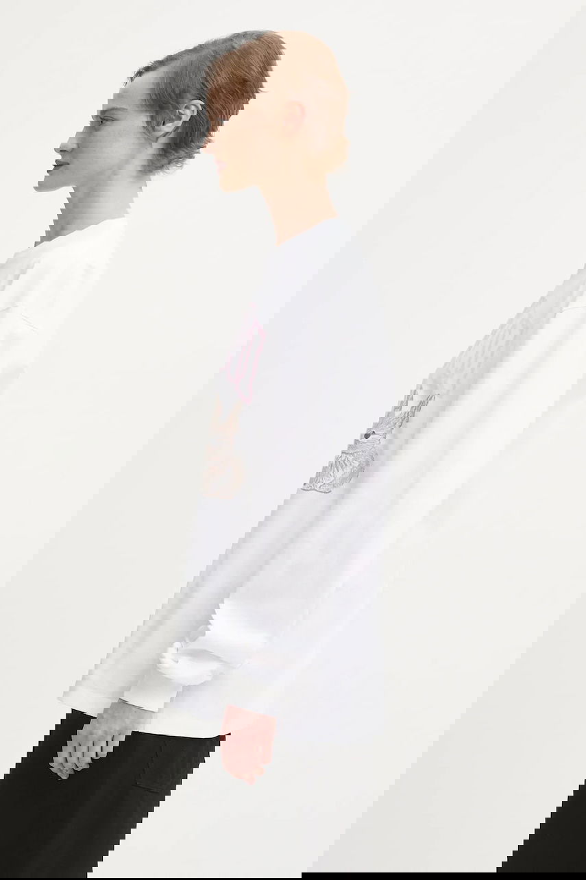 Тениска GANNI Re-cut Heavy Jersey Animals Long-sleeved T-shirt Бяло | T4275, 1