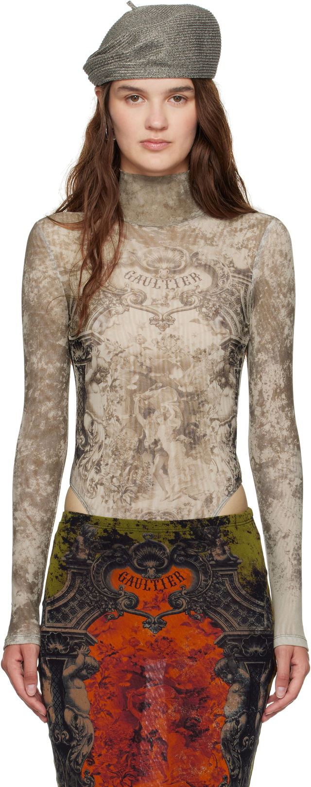 Jean Paul Gaultier 'The Médaillon' Open Back Turtleneck Bodysuit
