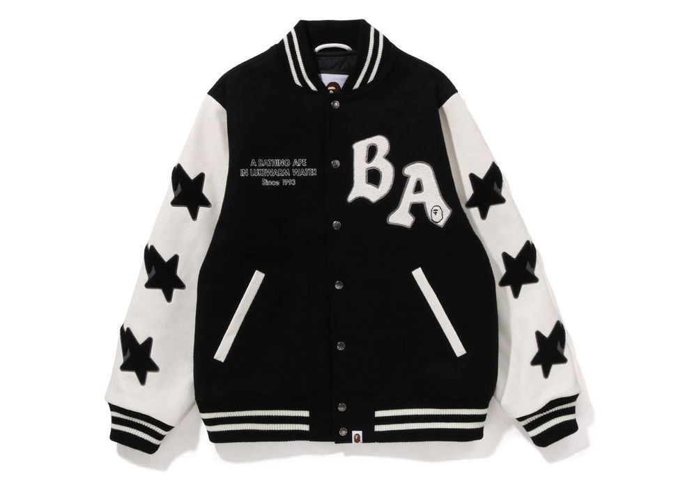 Яке BAPE A Bathing Ape Relaxed Fit Varsity Jacket Черно | 1I80-141-001, 0