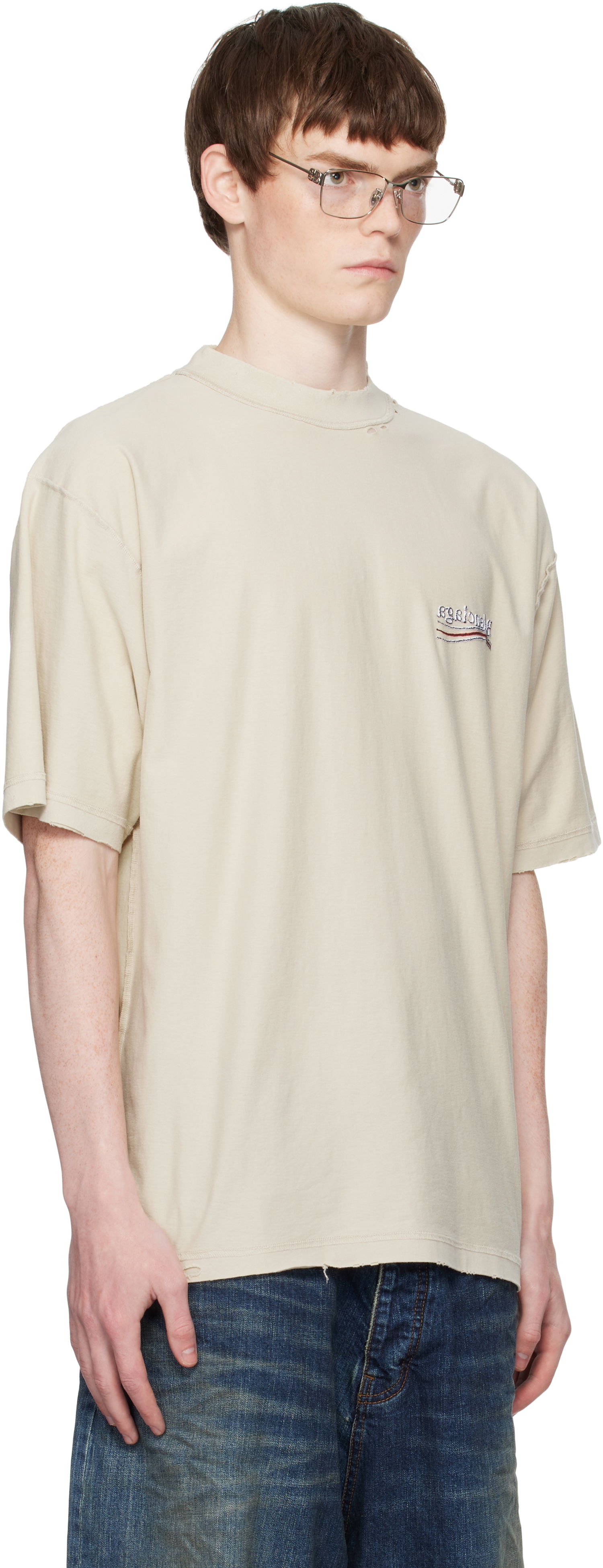 Тениска Balenciaga Balenciaga Political Campaign Inside-Out T-Shirt Бежово | 830247TSVF38573, 1