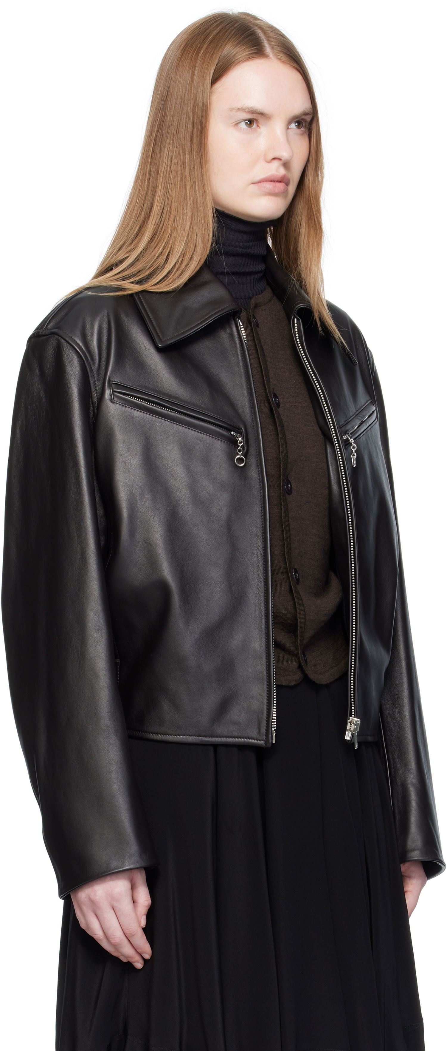 Яке LEMAIRE Lemaire Boxy Leather Blouson Jacket Черно | OW1159 LL0147, 1