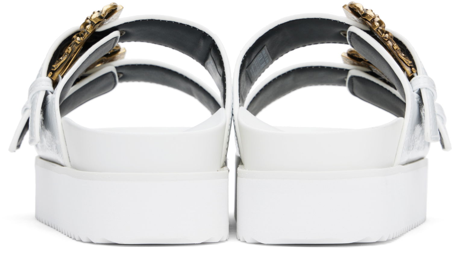 Кецове и обувки Versace Versace Jeans Couture Baroque Buckle Arizona Flat Sandals Бяло | E78VA3SM1_EZS539, 1