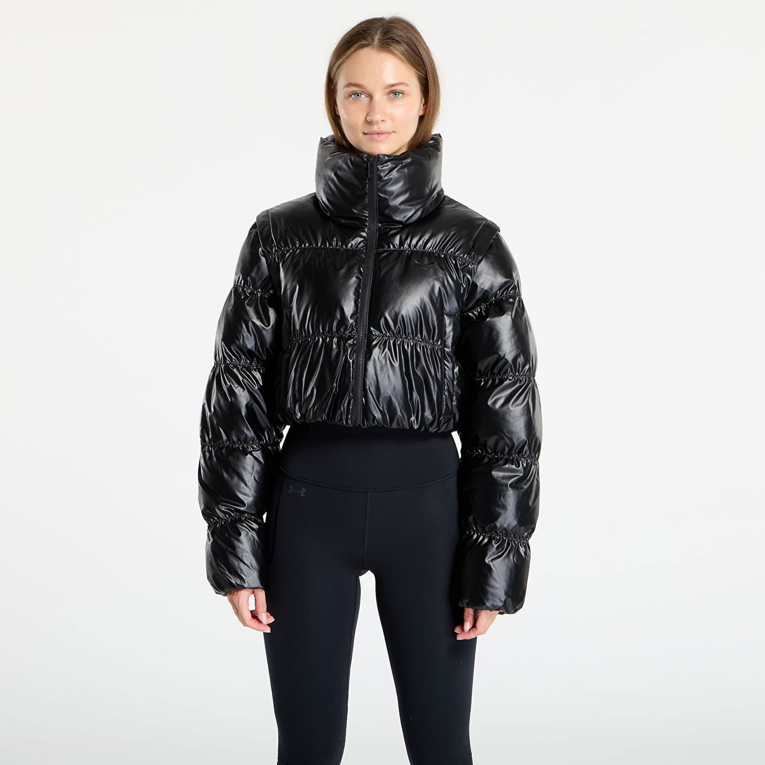 Пухо яке adidas Originals Essentials Glossy Cropped Puffer Jacket Черно | JX2988, 0