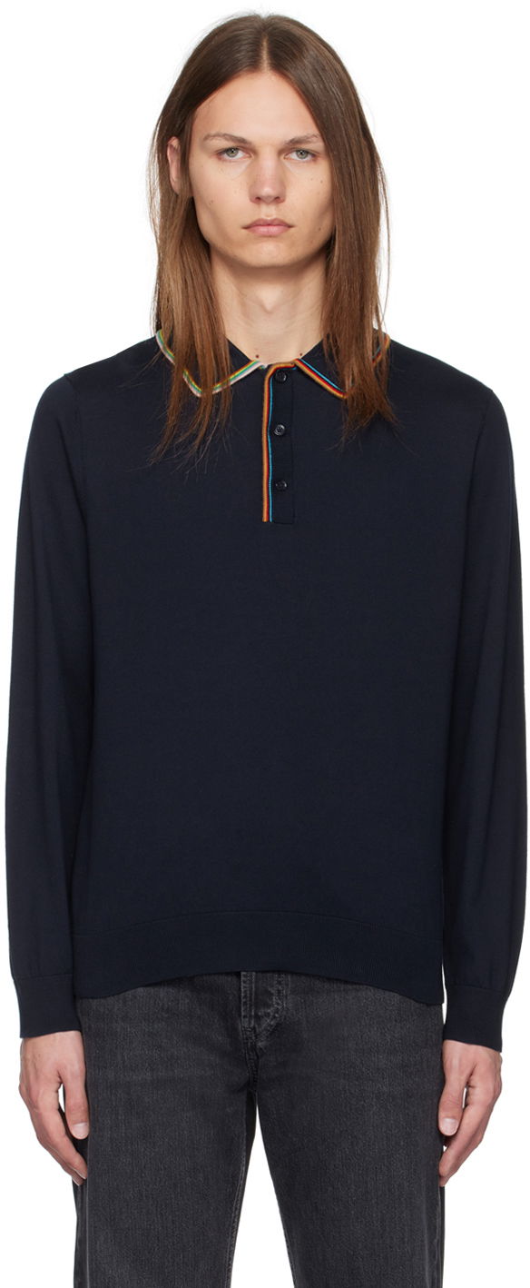 Пуловер Paul Smith Paul Smith Signature Stripe Long Sleeve Polo Тъмно синьо | M1R-271Y-N02419-49, 0