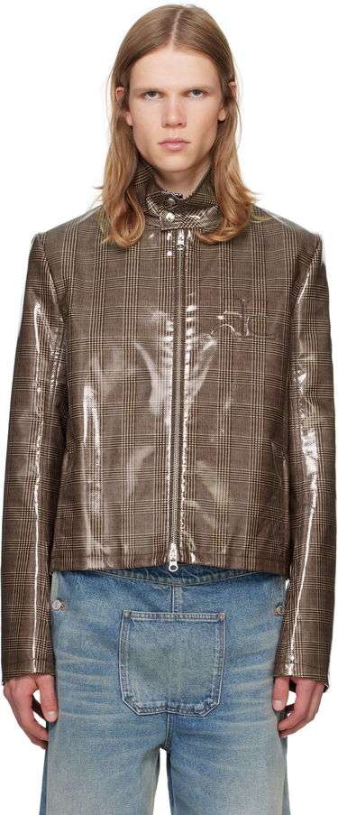 Яке Courrèges Courrèges Prince Of Wales Vinyl Biker Jacket Кафяво | 324CBL195VY0023, 0