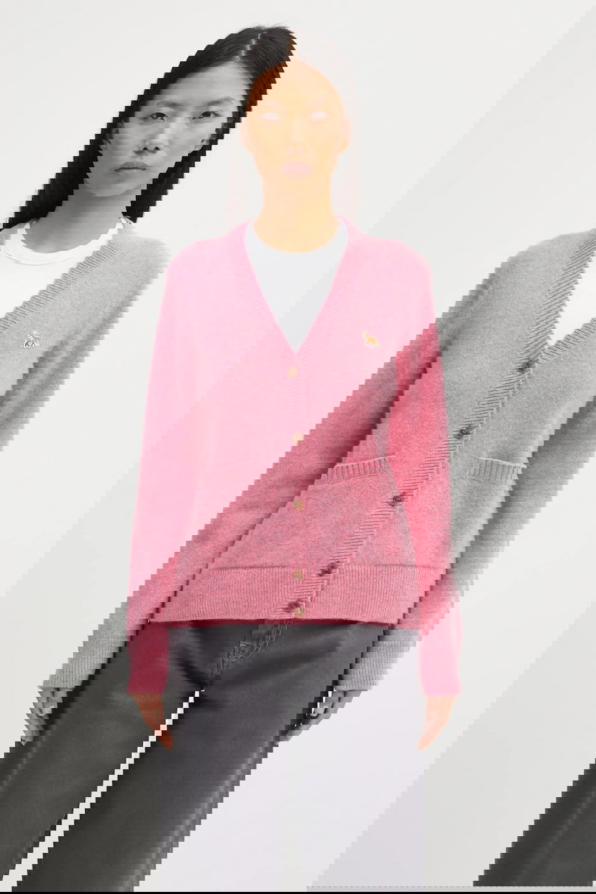 Пуловер MAISON KITSUNÉ Maison Kitsuné Baby Fox Lambswool Boxy Cardigan Розово | PW00501KT1006, 0