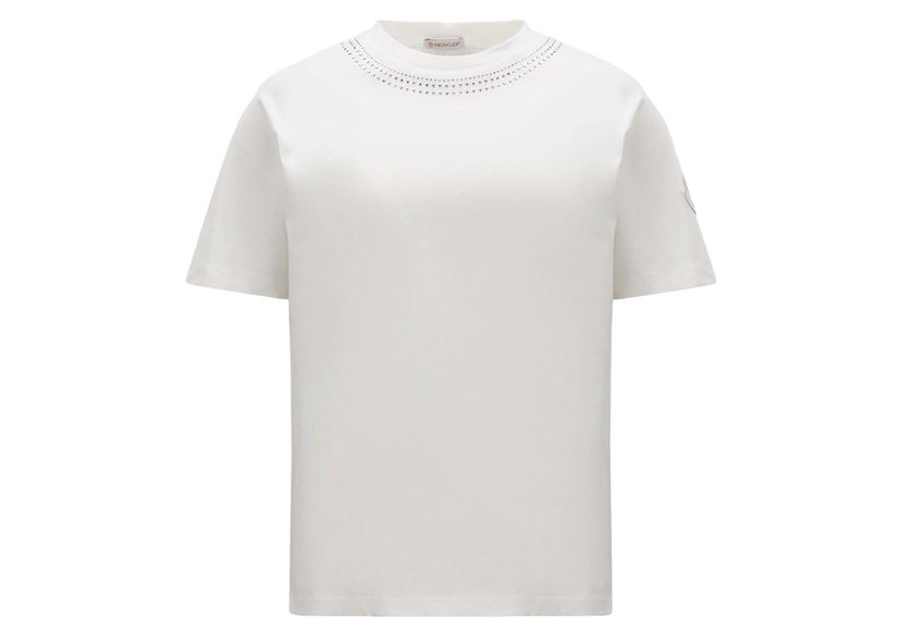 Тениска Moncler Crystal Encrusted T-Shirt Бяло | I20938C00015829HP033