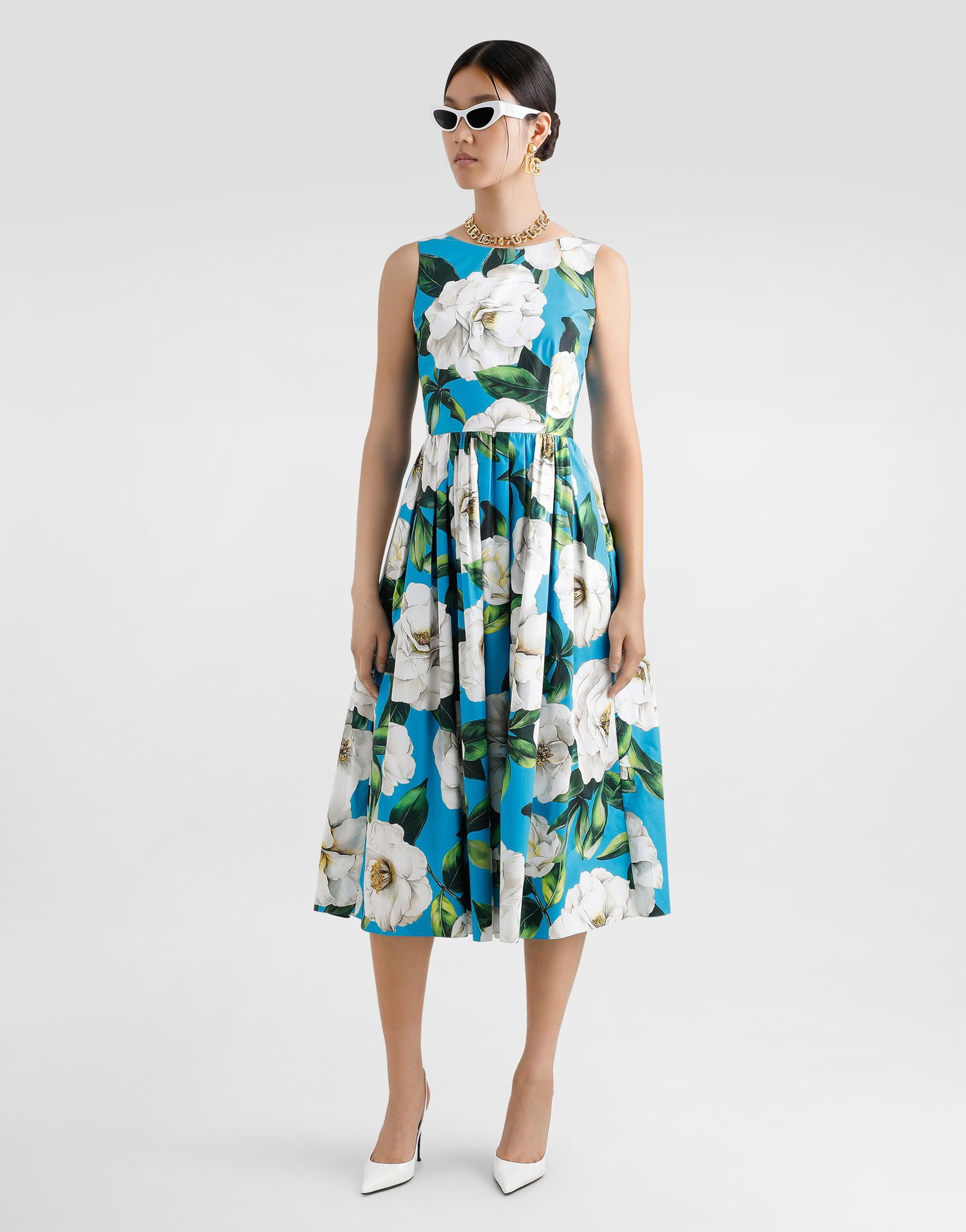 Pокля Dolce & Gabbana Dolce & Gabbana Gardenia Print Babydoll Dress Синьо | F6JHVTHS5TJHC5JB, 1