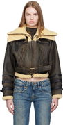 R13 Cropped Shearling Bomber Jacket