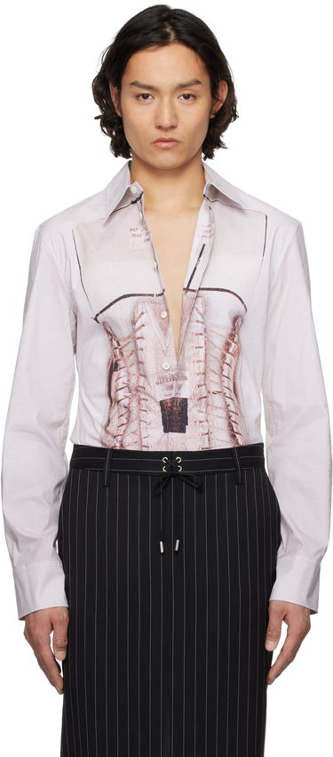 Риза Jean Paul Gaultier Jean Paul Gaultier Trompe-L'Œil Corset Print Shirt Бяло | 25/34-F-CH096-C071-260100, 0