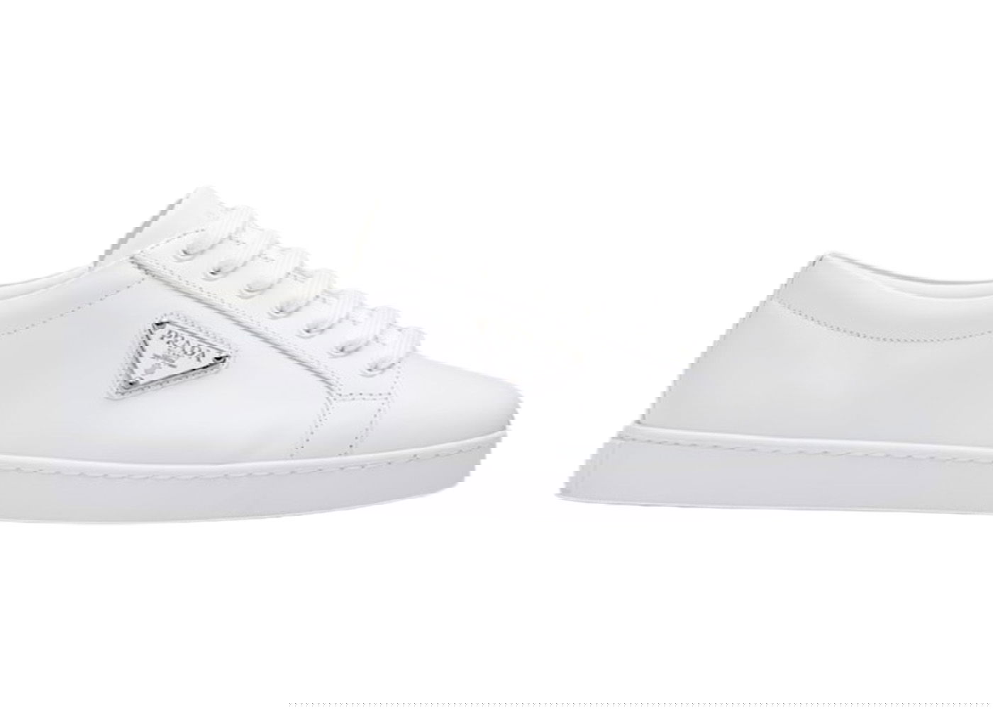 Кецове и обувки Prada Brushed Sneakers Leather Бяло | 2EE376_3F0E_F0009, 0