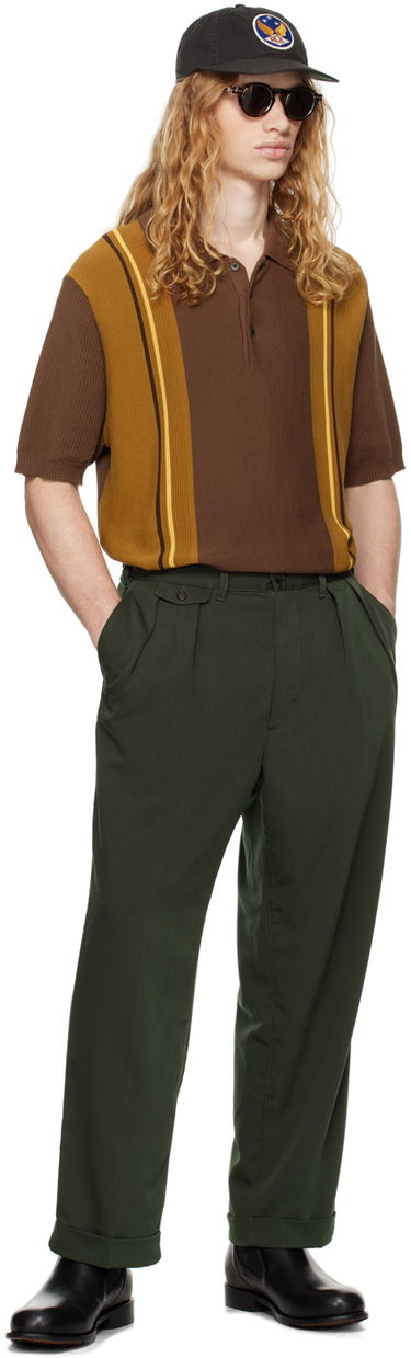 Панталони BEAMS BEAMS PLUS 2 Pleats Trousers Зелено | 3823-0094-791, 3